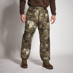 Spodnie zimowe myśliwskie Solognac camo treemetic. Brązowe spodnie materiałowe męskie SOLOGNAC, bez wzorów, sportowe. Za 349.99 zł.