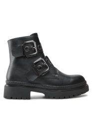 DeeZee Botki WS5680-14 Czarny. Czarne botki damskie DeeZee, ze skóry, bez obcasa, na płaskiej podeszwie, bez zapięcia. Za 119.99 zł.