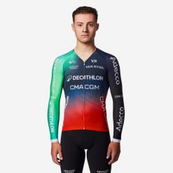 Koszulka na rower szosowy Van Rysel RCR-R Oficjalna Decathlon CMA CGM długi r. Brązowe t-shirty sportowe męskie VAN RYSEL, l, bez ramiączek, rowerowe. Za 599.99 zł.