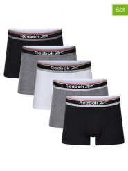 Reebok Bokserki (5 par) "Jay" w kolorze białym, antracytowym i szarym rozmiar: M. Białe bokserki męskie Reebok, bez wzorów. Za 105.45 zł.