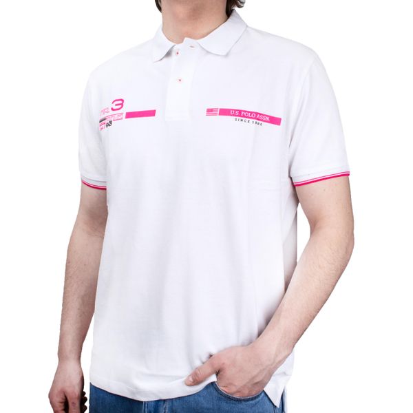 Koszulka męska sportowa Polo U.S. POLO ASSN. Białe koszulki polo męskie U.S. Polo Assn., m, bez wzorów, bez ramiączek. W wyprzedaży za 99.00 zł.