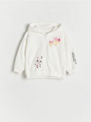 Bluza z kapturem Koci Domek Gabi - złamana biel. Bluzy i bluzki niemowlęce Reserved, bez wzorów, z bawełny, bez ramiączek, z kapturem. W wyprzedaży za 55.99 zł.