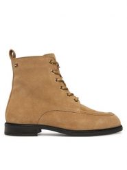 Tommy Hilfiger Trzewiki Enamel Flag Suede Lace-Up Boot FW0FW09681 Brązowy jasny. Brązowe botki damskie Tommy Hilfiger, ze skóry, bez obcasa, na płaskiej podeszwie, bez zapięcia. Za 649.99 zł.