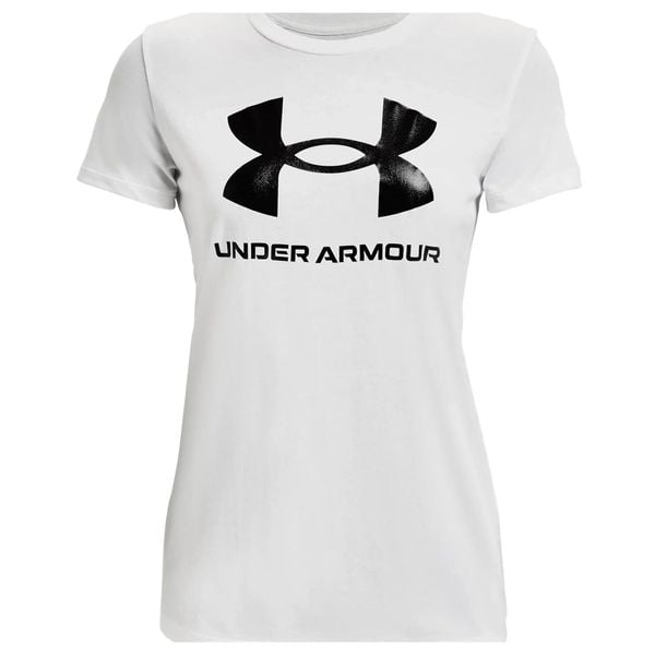 Damska Koszulka Z Grafiką W Sportowym Stylu. Białe bluzki damskie Under Armour, m, bez wzorów, sportowe, bez kołnierzyka, bez ramiączek. Za 141.99 zł.