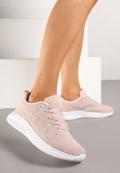 Różowe Buty Sportowe Sneakersy Ozdobione Tłoczonymi Paskami Amoselle. Czerwone buty sportowe na co dzień damskie Born2be, bez wzorów, z jeansu. Za 74.99 zł.