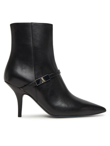 Patrizia Pepe Botki 8Y0113/L048 Czarny. Czarne botki damskie Patrizia Pepe, ze skóry, bez obcasa, na szpilce, bez zapięcia. Za 959.99 zł.