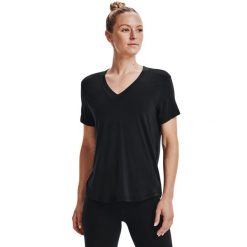 Koszulka damska Under Armour GREATEST TEE V NECK. Czarne bluzki sportowe damskie Under Armour, s, bez wzorów, bez ramiączek. Za 159.99 zł.