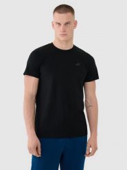 4F T-shirt regular gładki męski - czarny XXL. Czarne t-shirty męskie 4f, m, bez wzorów, z bawełny, bez kołnierzyka. Za 49.99 zł.