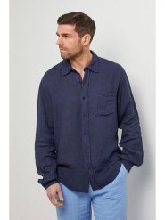 Rodier Lin Lniana koszula w kolorze granatowym rozmiar: XL/XXL. Niebieskie koszule męskie Rodier Lin, xl, bez wzorów, ze lnu, bez kołnierzyka, bez ramiączek. Za 123.25 zł.