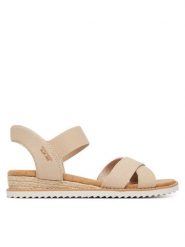 Skechers Sandały BOBS Desert Kiss - Golden Lily 114418/NAT Beżowy. Brązowe sandały damskie Skechers, bez wzorów, z materiału, bez obcasa, na płaskiej podeszwie. Za 289.99 zł.