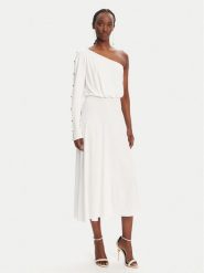 Elisabetta Franchi Sukienka koktajlowa AB80252E2 360 Biały Regular Fit. Białe sukienki damskie Elisabetta Franchi, bez wzorów, z syntetyku, wizytowe, bez kołnierzyka, bez ramiączek. Za 2,409.00 zł.