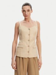 Guess Top W5GH0L WH5L2 Beżowy Regular Fit. Brązowe topy damskie Guess, l, z aplikacjami, bez kołnierzyka. Za 289.99 zł.