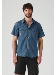 Levi's Koszula dżinsowa w kolorze niebiesko-pomarańczowym rozmiar: L. Niebieskie koszule męskie Levi's, l, bez wzorów, z bawełny, bez kołnierzyka, bez ramiączek. Za 113.10 zł.