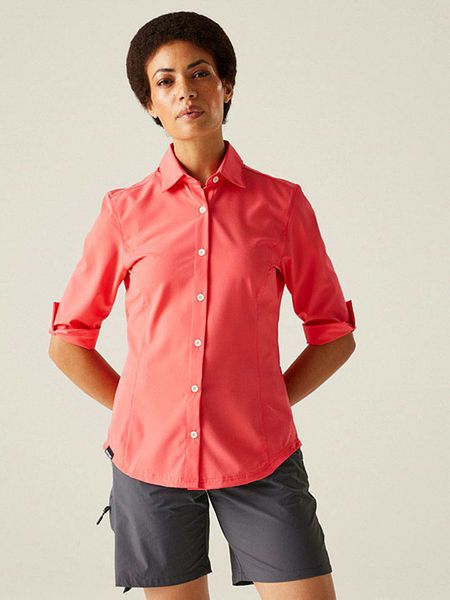 Regatta Koszula funkcyjna "Kinnis" w kolorze pomarańczowym rozmiar: 40. Pomarańczowe koszule damskie Regatta, bez wzorów, z materiału, sportowe, bez kołnierzyka, bez ramiączek. Za 78.47 zł.