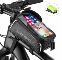Torebka na telefon na ramę rowerową Rockbros 017-1BK. Czarne torebki klasyczne damskie ROCKBROS, bez wzorów, z materiału, bez dodatków. Za 75.00 zł.