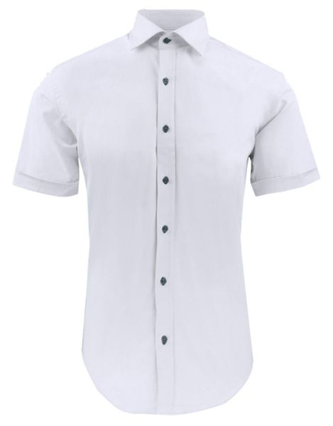 Taliowana Koszula Elegancka, Krótki Rękaw - Quickside - Biała. Białe koszule męskie Quickside, m, bez wzorów, z bawełny, bez kołnierzyka, bez ramiączek. Za 159.00 zł.