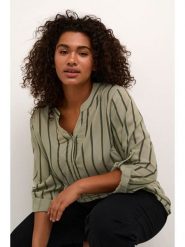 KAFFE curve Bluzka "Sida" w kolorze khaki rozmiar: 48. Brązowe bluzki damskie KAFFE curve, s, bez wzorów, z wiskozy, klasyczne, bez kołnierzyka, bez ramiączek. Za 104.99 zł.