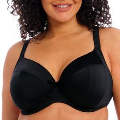 Damski top do kostiumu kąpielowego Elomi Plain. Czarne bikini damskie ELOMI, bez wzorów. Za 236.75 zł.