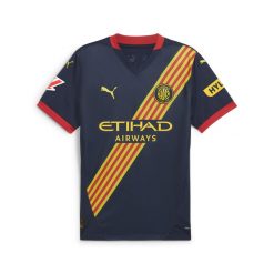 Młodzieżowa koszulka wyjazdowa Girona FC 24/25 PUMA Club Navy Pelé Yellow Blue. Niebieskia bluzki damskie Puma, m, bez wzorów, bez kołnierzyka. W wyprzedaży za 235.05 zł.