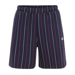 Spodenki męskie FILA Lobito Pinstriped. Czarne szorty męskie Fila, bez kołnierzyka. Za 129.99 zł.