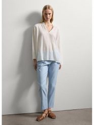 STEFANEL Bluzka w kolorze kremowym rozmiar: XL. Brązowe bluzki damskie Stefanel, xl, bez wzorów, bez kołnierzyka, bez ramiączek. Za 165.99 zł.