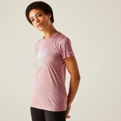 Koszulka turystyczna damska Fingal IX. Brązowe bluzki damskie Regatta, bez wzorów, z tkaniny, sportowe, bez kołnierzyka, bez ramiączek. Za 140.00 zł.