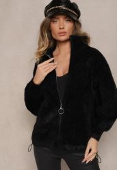 Czarna Bluza z Wełną ze Ściągaczami i Kołnierzykiem Enadelis. Czarne bluzy bez kaptura damskie Renee, z wełny. Za 139.99 zł.