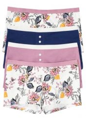 Bokserki z bawełną organiczną i guzikami (zestaw 4 par). Białe bokserki i panty damskie bonprix, bez wzorów, z bawełny. Za 69.99 zł.