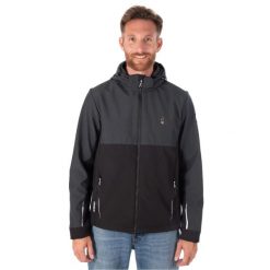 Kurtka turystyczna męska Softshell TIAGO odpinany kaptur. Czarne kurtki outdoor męskie Aulp, l, bez wzorów, z elastanu, bez kaptura. Za 599.99 zł.
