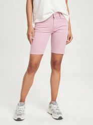 Cross Jeans Szorty dżinsowe w kolorze jasnoróżowym rozmiar: W33. Różowe szorty damskie Cross Jeans, z aplikacjami, z jeansu, klasyczne, z podwyższonym stanem. Za 70.41 zł.