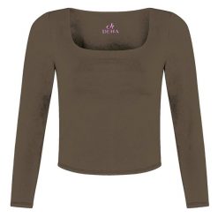 Top Deha Z Recyklingowanej Mikrofibry Z Długim Rękawem Damskie. Brązowe topy sportowe damskie Deha, m, bez wzorów, z elastanu, bez ramiączek. Za 318.99 zł.