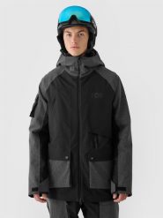 4F Kurtka snowboardowa membrana 10000 męska - czarna 3XL. Czarne kurtki męskie 4f, m, bez wzorów, z dzianiny, z kapturem, narciarskie. W wyprzedaży za 399.99 zł.