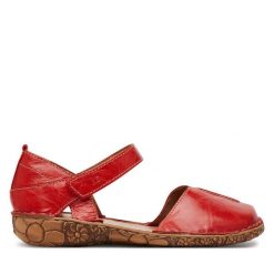 Półbuty Josef Seibel. Czerwone półbuty damskie Josef Seibel, bez wzorów, bez obcasa, na płaskiej podeszwie. Za 339.99 zł.