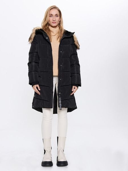 Bébé Płaszcz zimowy w kolorze czarnym rozmiar: M. Czarne płaszcze damskie bebe, na zimę, m, bez wzorów, z puchu. Za 192.33 zł.