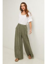Fleur de Lin Spodnie w kolorze khaki rozmiar: M. Brązowe spodnie materiałowe damskie Fleur de Lin, bez wzorów, ze lnu. Za 188.85 zł.