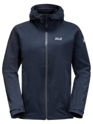 Jack Wolfskin Kurtka przeciwdeszczowa "Pack & Go" w kolorze granatowym rozmiar: S. Niebieskie kurtki przeciwdeszczowe damskie Jack Wolfskin, s, bez kaptura. Za 323.50 zł.