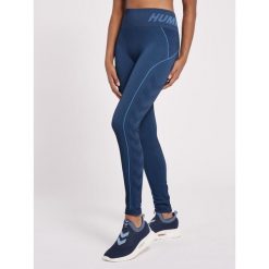 Damskie legginsy mid-rise Hummel TE Christel. Niebieskie legginsy sportowe damskie HUMMEL, na wiosnę, xs, bez wzorów, z dzianiny, na fitness i siłownię. Za 153.00 zł.