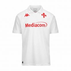 Koszulka wyjazdowa Fiorentina 2024/25. Białe t-shirty sportowe męskie Kappa, bez ramiączek, do piłki nożnej. W wyprzedaży za 299.10 zł.
