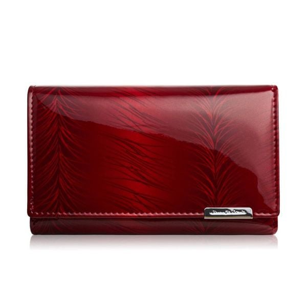 Czerwony skórzany portfel damski lakierowany SP-17-RD. Czerwone portfele damskie Paolo Peruzzi, bez wzorów, z lakierowanej skóry. Za 99.00 zł.