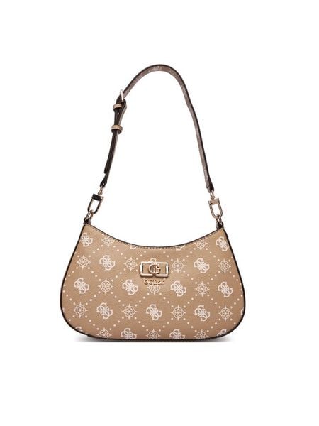 Guess Torebka Emelie Logo HWGP99 28180 Beżowy. Brązowe torebki klasyczne damskie Guess, z aplikacjami, ze skóry, bez dodatków. Za 609.99 zł.