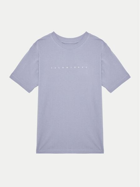 Jack & Jones Junior T-Shirt Star 12237435 Fioletowy Relaxed Fit. Fioletowe t-shirty chłopięce JACK & JONES Junior, bez wzorów, z bawełny, bez ramiączek. Za 69.99 zł.