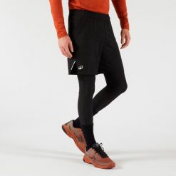 Spodenki - legginsy do tenisa 2w1 męskie Artengo Thermic. Czarne szorty męskie KUIKMA, bez wzorów, sportowe. Za 149.99 zł.