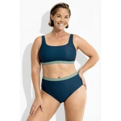 Damskie Bikini faktura w muszelki miękkie miseczki regulowane ramiączka. Niebieskie bikini damskie Ulla Popken, bez wzorów, plus size. W wyprzedaży za 191.99 zł.