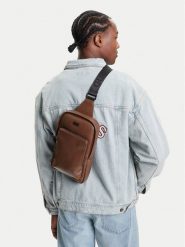 Guess Plecak 175891 Brązowy. Brązowe plecaki męskie Guess, z aplikacjami, ze skóry. Za 229.99 zł.