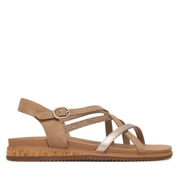 Sandały Skechers. Brązowe sandały damskie Skechers, bez wzorów, bez obcasa, na płaskiej podeszwie. Za 229.99 zł.