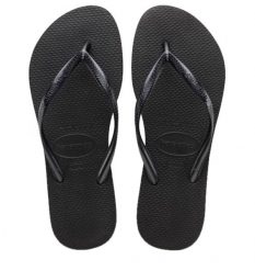 Japonki basenowe damskie Havaianas Ad slim 3. Czarne klapki damskie Havaianas, bez wzorów, z materiału, bez obcasa. Za 137.85 zł.
