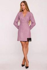 Elegancka sukienka tweedowa trapezowa kopertowa różowa. Czerwone sukienki damskie MOE, do pracy, l, bez wzorów, z koronki, biznesowe, bez kołnierzyka, bez ramiączek, kopertowe. Za 379.00 zł.