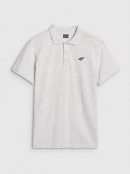 4F Koszulka polo regular męska - szara S. Szare koszulki polo męskie 4f, m, bez wzorów, z bawełny, bez ramiączek. Za 89.99 zł.