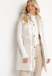 Srebrno-Beżowa Pikowana Kamizelka z Odpinanym Kapturem i Zasuwanymi Kieszeniami Gorcja. Szare kamizelki damskie Born2be, l, z jeansu. Za 209.99 zł.