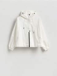 Parka z kapturem - złamana biel. Parki damskie Reserved, l, bez wzorów, z tkaniny. Za 199.99 zł.